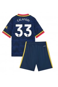 Arsenal Riccardo Calafiori #33 Jalkapallovaatteet Lasten Vieraspeliasu 2026-27 Lyhythihainen (+ Lyhyet housut)